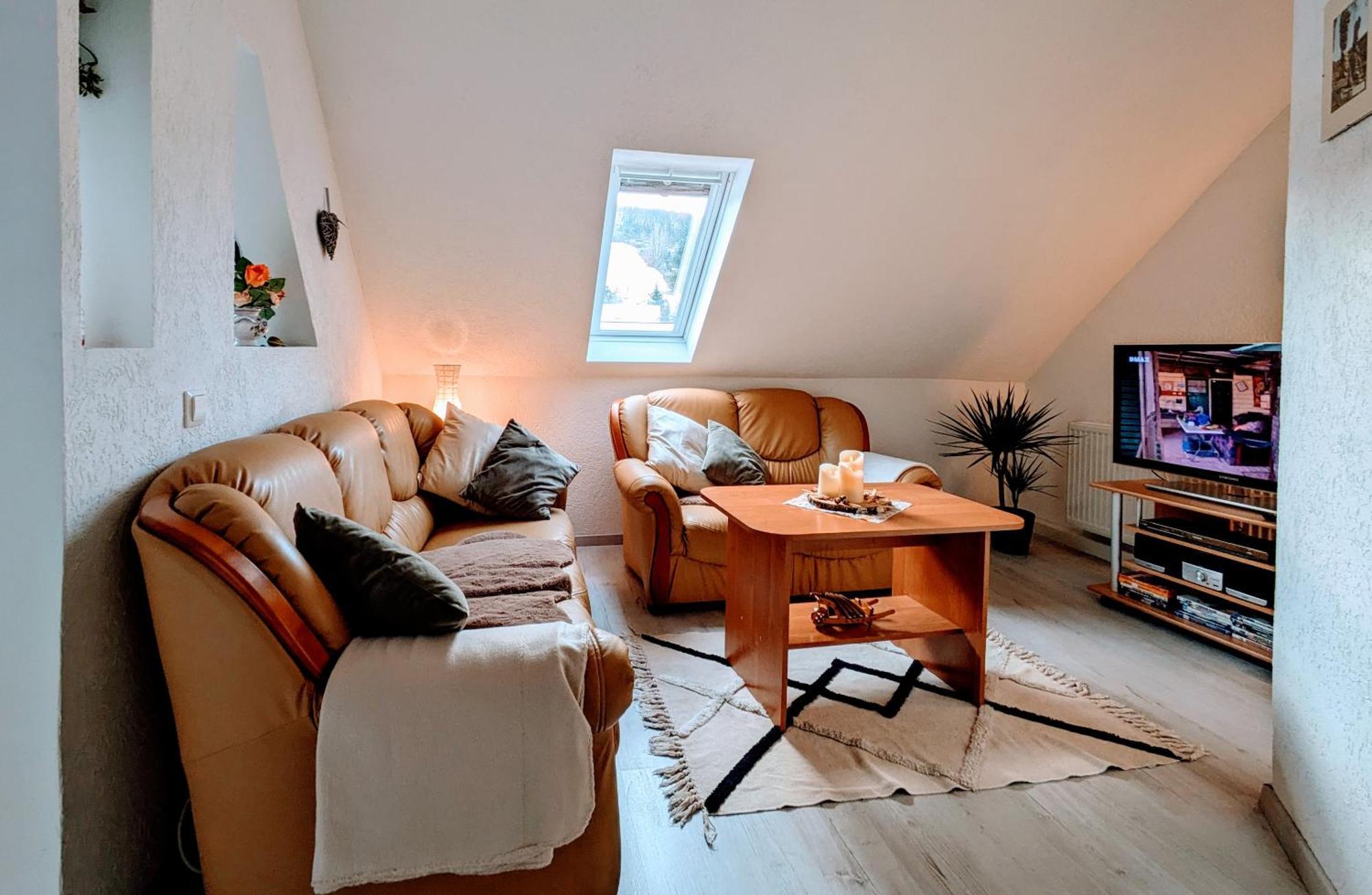 Waldblickwohnung Mit Schoener Terrasse Und Kamin Зебниц Екстериор снимка